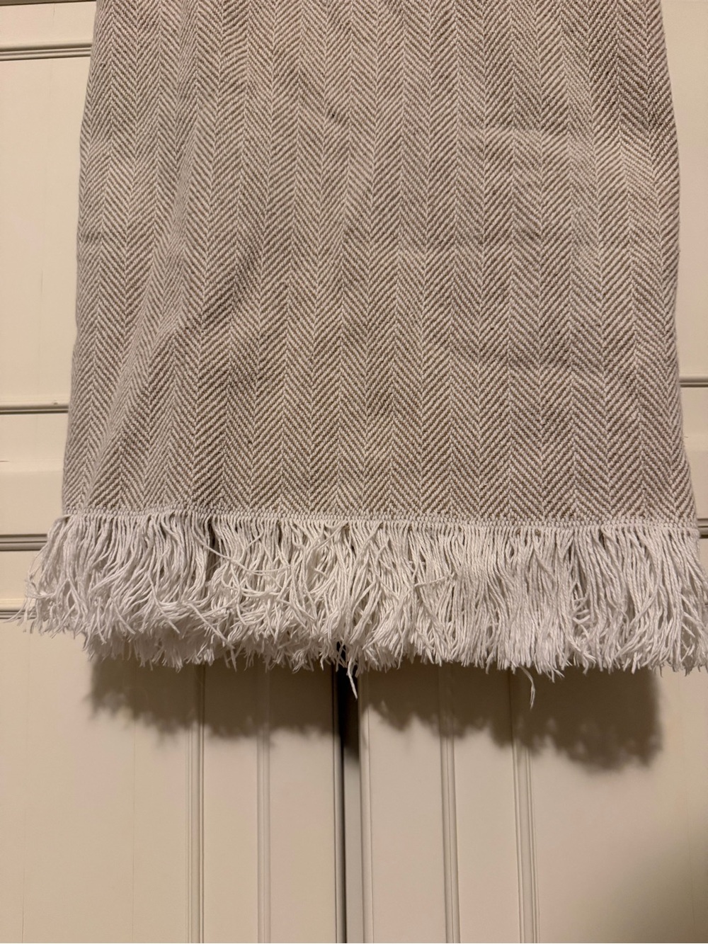 Sferra White Willow Chevron Jacquard Cotton Throw Blanket - Picture 3 of 10